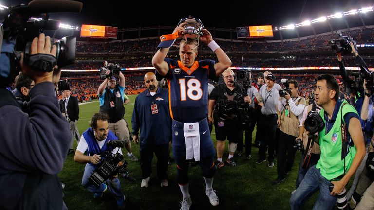Peyton Manning celebrates a historic night in Denver