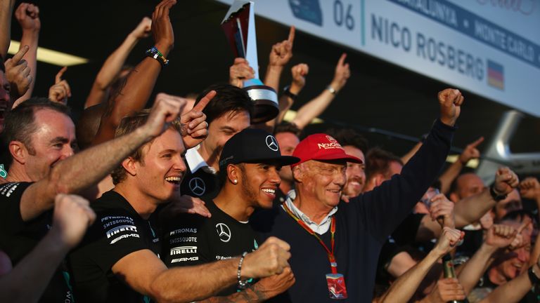 Mercedes celebrate their Constructors' Championship win in Russia