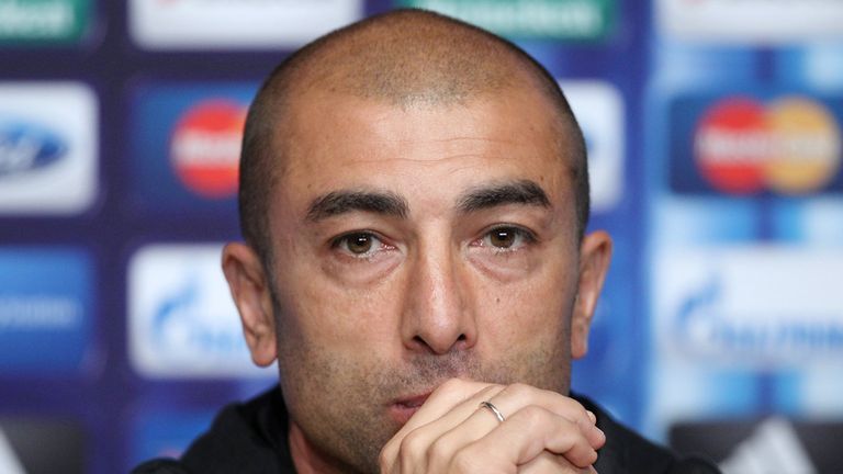 Chelsea's coach Roberto Di Matteo listens during a press conference on the eve of the UEFA Super Cup football 