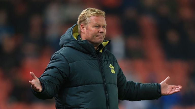Southampton manager Ronald Koeman during the Capital One Cup Fourth Round match at the Britannia Stadium, Stoke On Trent.