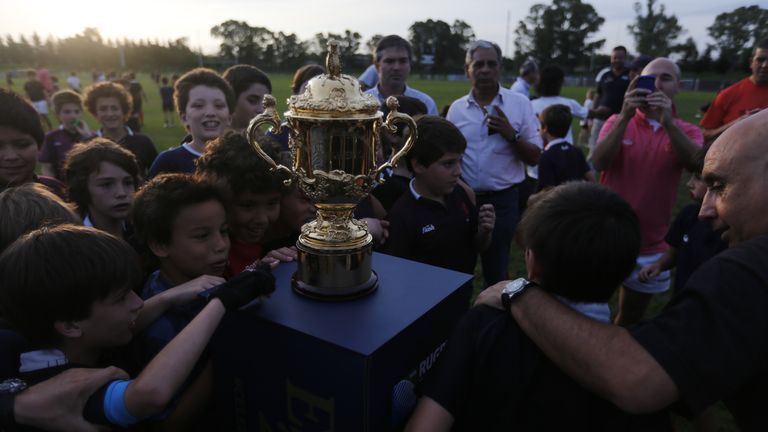 The Webb Ellis Cup is carried at the Buenos Aires Rugby and Cricket Club, the oldest club in Argentina