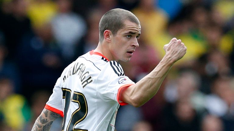Fulham's Sean Kavanagh celebrates scoring the opening goal during the Sky Bet Championship match at Craven Cottage, London.
