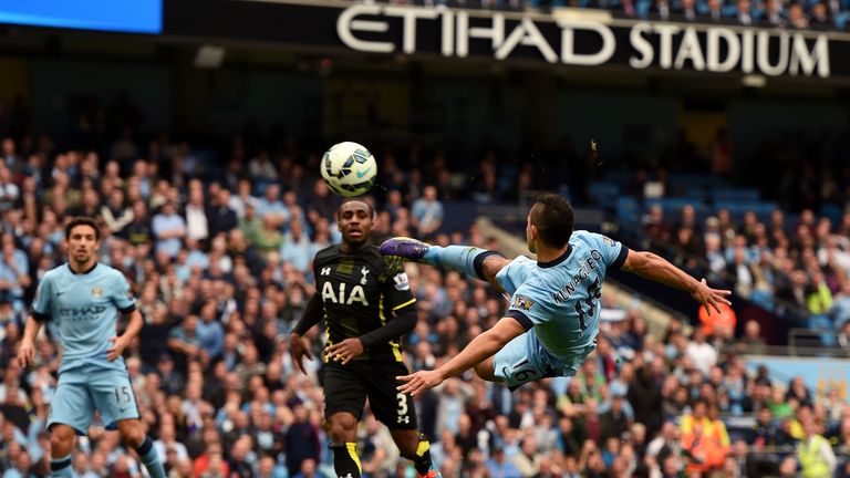 Sergio Aguero misses the rebound from his team's second penalty attempt - still 2-1