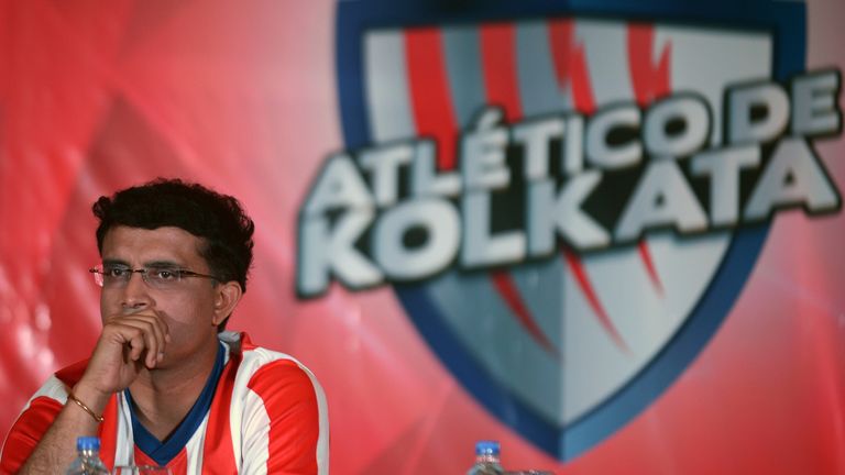 Sourav Ganguly, former India cricket captain and co-owner of Atletico De Kolkata, looks on during launch of the football team for the Indian Super League