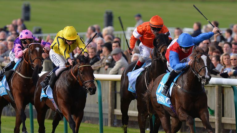 Richard Kingscote riding Royal Razalma wins the Dubai Cornwallis Stakes