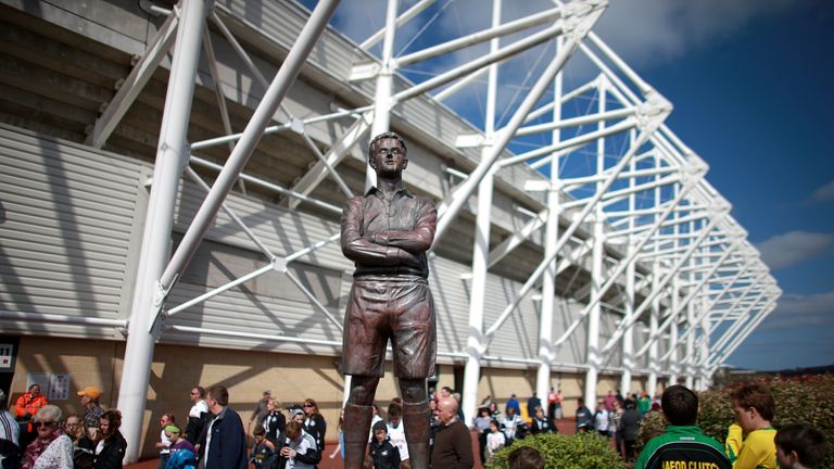 A general view of the Ivor Allchurch statue outside the Liberty Stadium