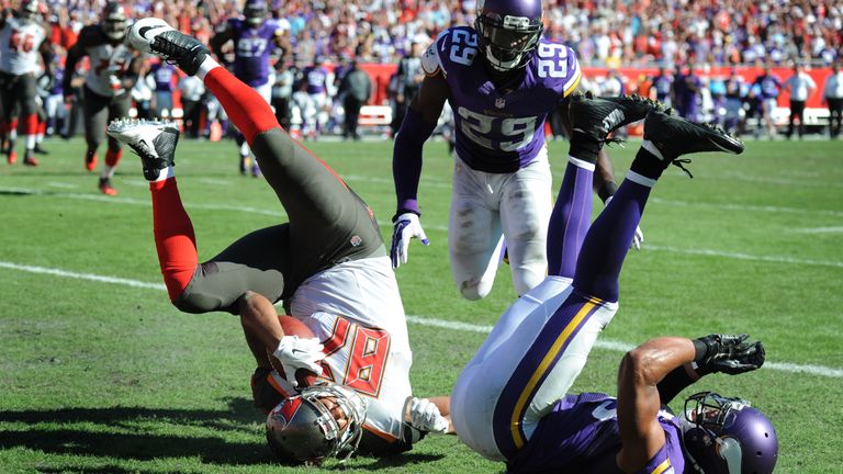 Tampa Bay Buccaneers tight end Austin Seferian-Jenkins may have made this awkward catch, but he could not prevent Minnesota Vikings claiming a 19-13 win