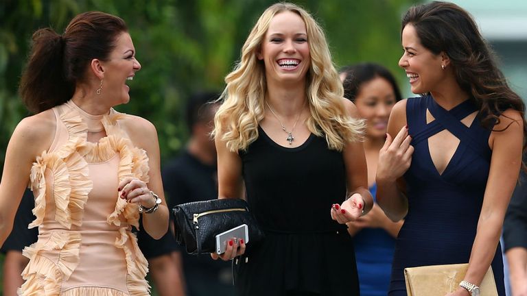 Agnieszka Radwanska, Caroline Wozniacki, and Ana Ivanovic at the WTA Tour Finals 2014