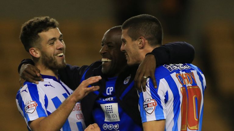 Chris Powell: Celebrates Huddersfield's win at Wolves