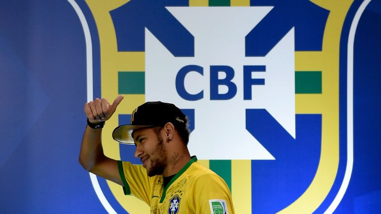 TERESOPOLIS, BRAZIL - JULY 10:  Neymar attends a press conference on July 10, 2014 in Teresopolis, Brazil.  (Photo by Buda Mendes/Getty Images)