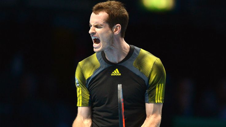 Andy Murray celebrates beating Tomas Berdych during their group A match at the ATP World Tour Finals 2012