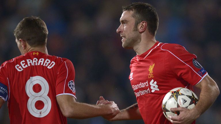 Rickie Lambert: Scores his first Champions League goal.