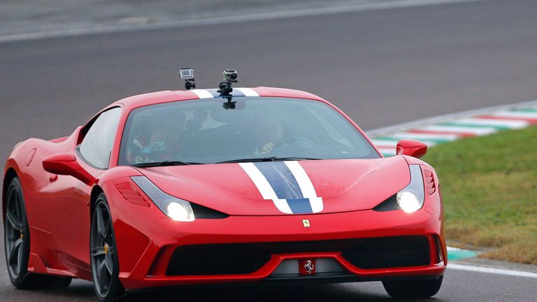 Seeing as he was at the home of Ferrari, Vettel also got behind the wheel of a Ferrari 458 Speciale road car for some laps