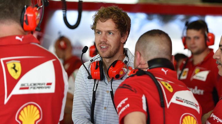 Sebastian Vettel pops into Ferrari