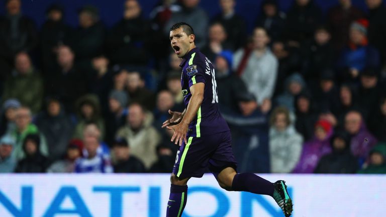 Sergio Aguero: Celebrates scoring equalising goal for City