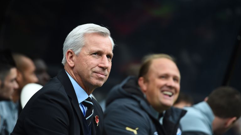  Newcastle United manager Alan Pardew looks on during the Premier League match between Newcastle and Liverpool.