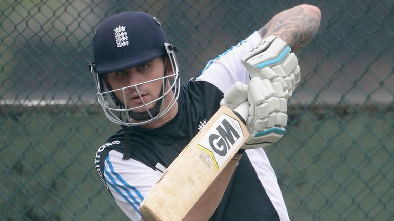 Alex Hales, netting for England ahead of the first ODI against Sri Lanka, November 2014