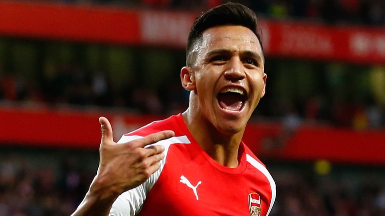 Alexis Sanchez of Arsenal celebrates 