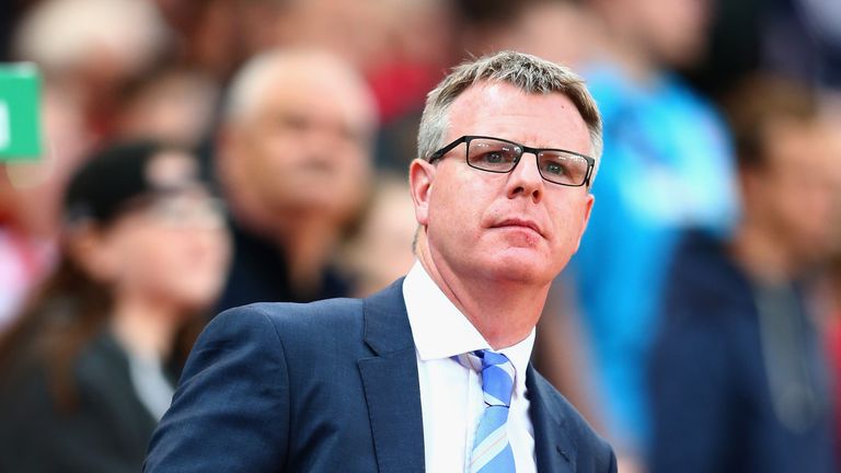 Portsmouth manager Andy Awford during the Capital One Cup Second Round match between Stoke City and Portsmouth at the Britannia Stadium