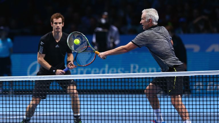 Andy Murray and John McEnroe in action at the ATP World Tour Finals