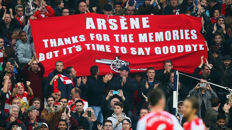 Arsenal fans hold up banner aimed at Arsene Wenger at West Brom, The Hawthorns, Premier League