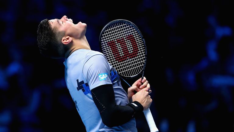 Milos Raonic was the Swiss' opponent and he found the going tough
