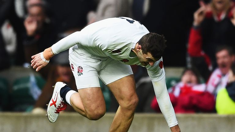 Jonny May scores an early try for England