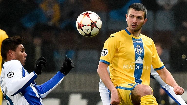 BATE's Aleksandr Volodko has his eyes on the ball