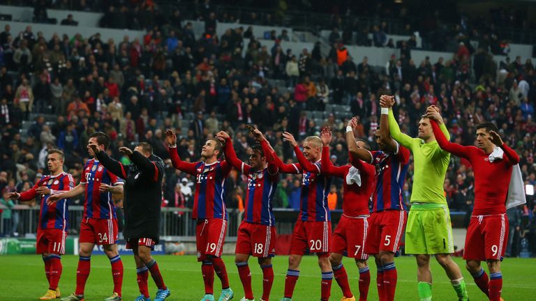 during the UEFA Champions League Group E match between FC Bayern Munchen and AS Roma at Allianz Arena on November 5, 2014 in Munich, Germany.