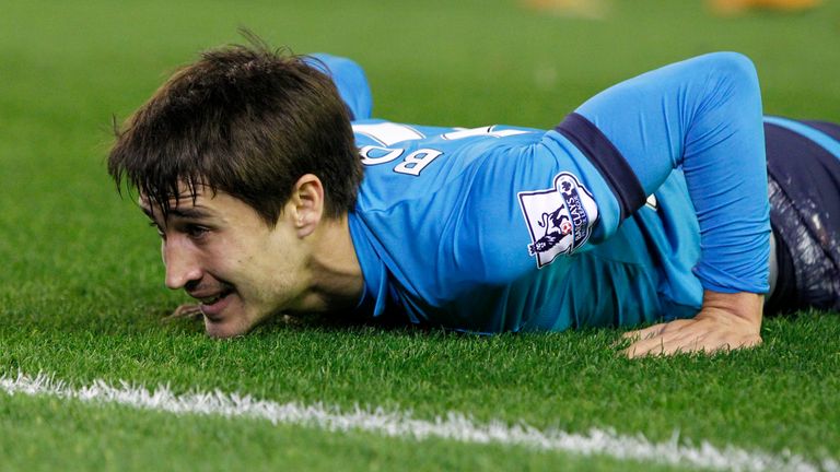 Stoke City's Bojan Krkic dejected after a missed chance during the Barclays Premier League match at Anfield, Liverpool