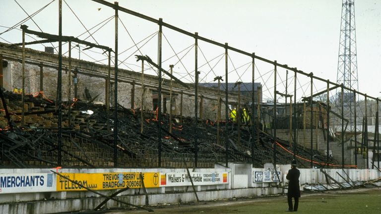 11 May 1985:  The aftermath of the disaster  the Bradford City's ground 