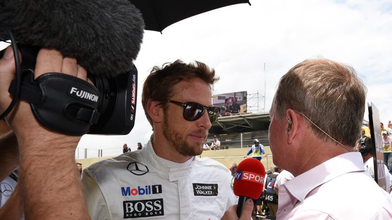 Jenson Button is interviewed by Martin Brundle