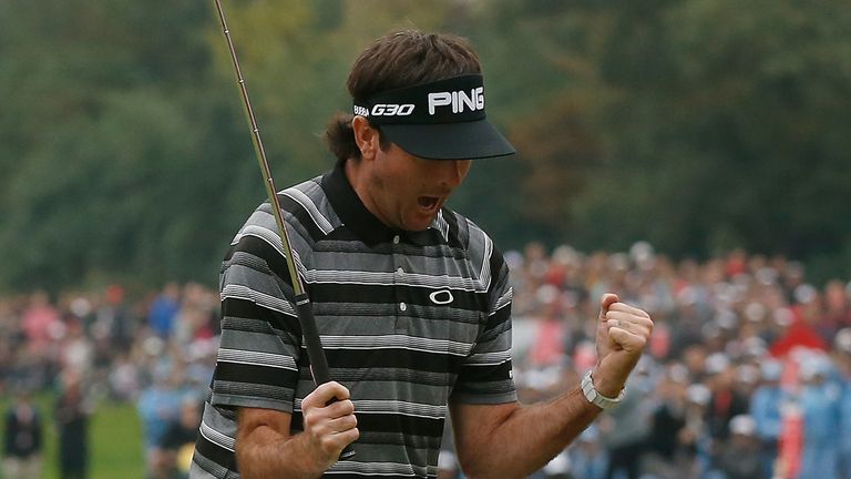 SHANGHAI, CHINA - NOVEMBER 09:  Bubba Watson of the United States celebrates after making a birdie on the first playoff hole to defeat Tim Clark of South A