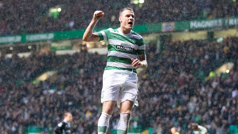 Celtic's Anthony Stokes celebrates his goal