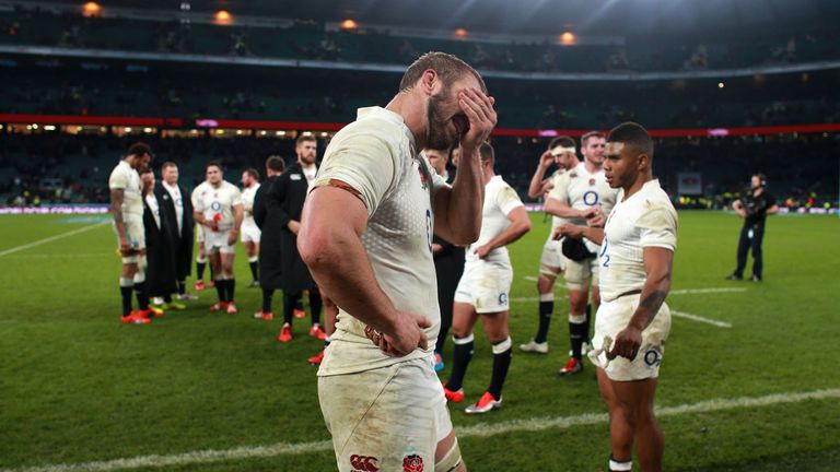 England's Chris Robshaw looks dejected after during the QBE International at Twickenham, London.