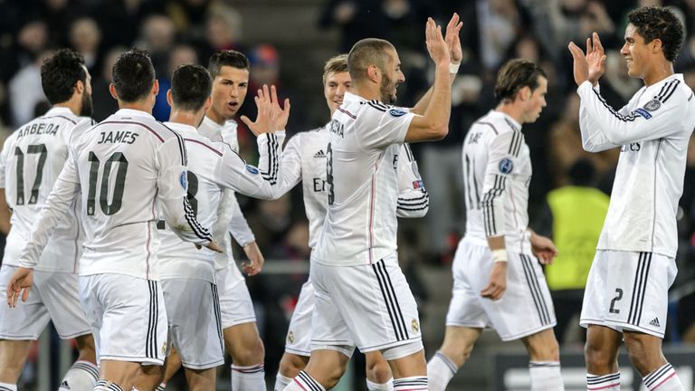 Cristiano Ronaldo: Celebrates his goal with Real Madrid team-mates