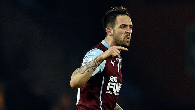 Burnley's Danny Ings celebrates after he scores the equalising goal for his side during the Barclays Premier League match at Turf Moor, Burnley.