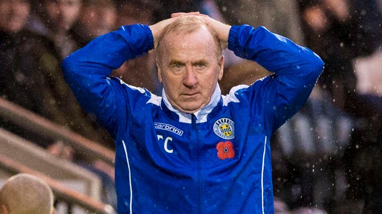 08/11/14 SCOTTISH PREMIERSHIP.ST MIRREN v PARTICK THISTLE .ST MIRREN PARK - PAISLEY.Dejection for St Mirren manager Tommy Craig