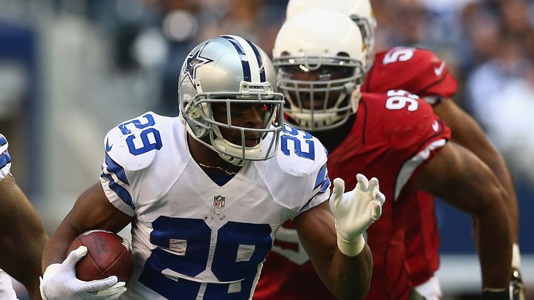 DeMarco Murray of the Dallas Cowboys runs the ball against the Arizona Cardinals in week nine