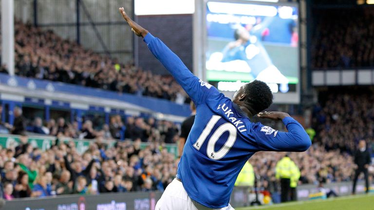 Everton's Romelu Lukaku celebrates 