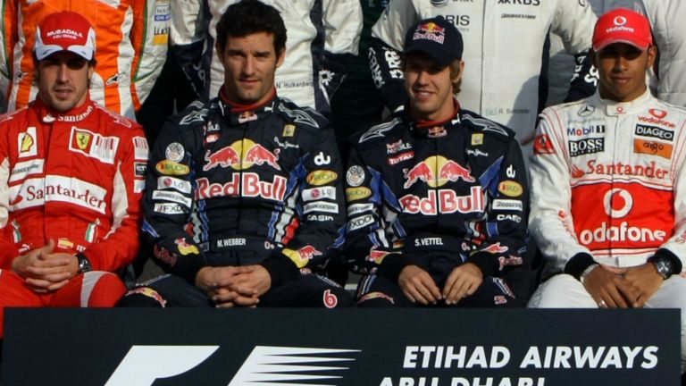 Fernando Alonso, Mark Webber, Sebastian Vettel and Lewis Hamilton