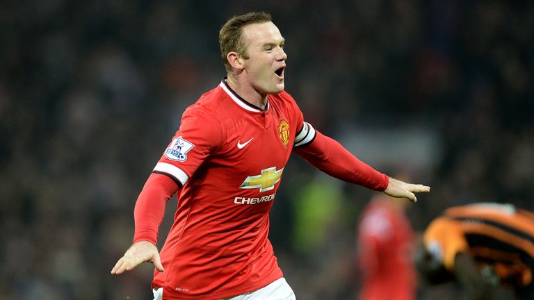 Manchester United's Wayne Rooney celebrates scoring his sides second goal of the game during the Barclays Premier League match at Old Trafford, Manchester.