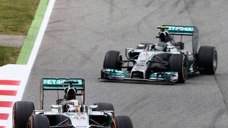 Lewis Hamilton leads Nico Rosberg