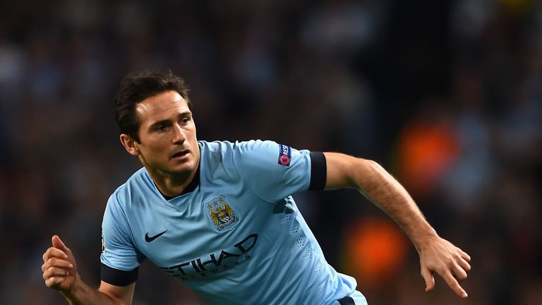 Frank Lampard of Manchester City in action during the UEFA Champions League Group E match v Roma