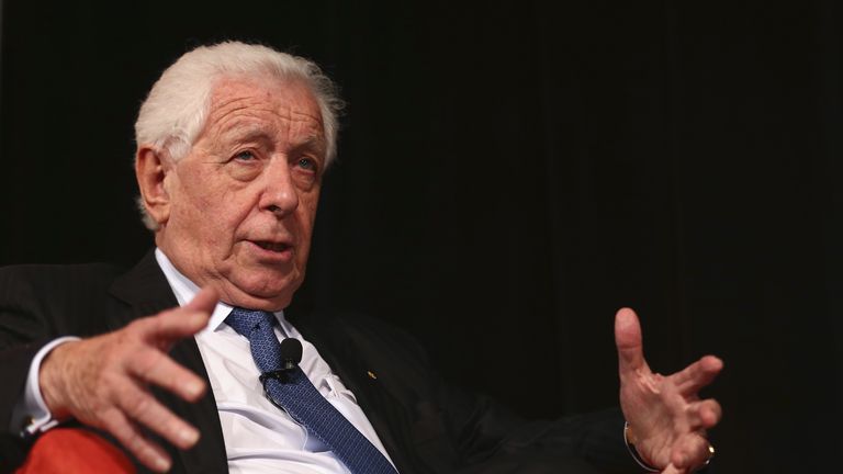 Frank Lowy,  Chairman FFA speaks during a media opportunity to mark the 100 day countdown until the beginning of the 2015 Asian Cup