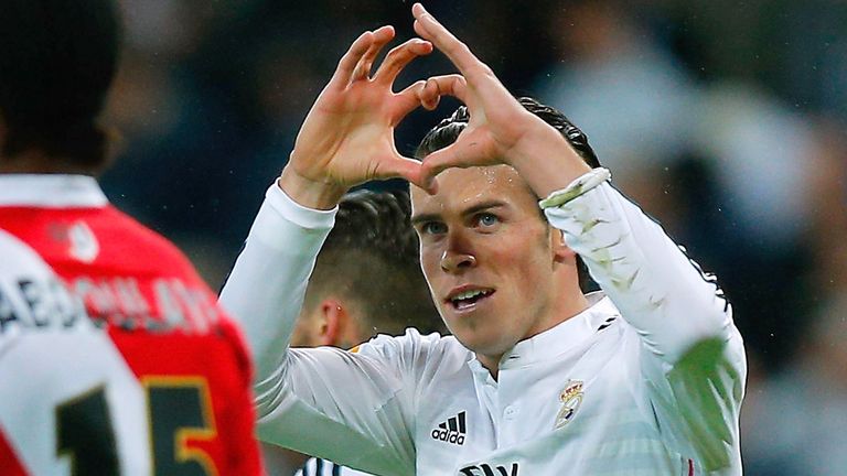 Gareth Bale of Real Madrid celebrates scoring
