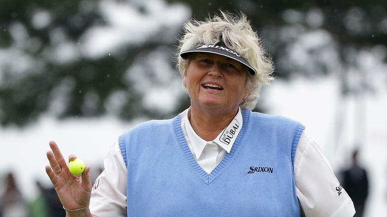 SHIMA, JAPAN - NOVEMBER 09:  Laura Davies of England reacts after a putt on the 18th hole during the final round of the Mizuno Classic at Kintetsu Kashikoj