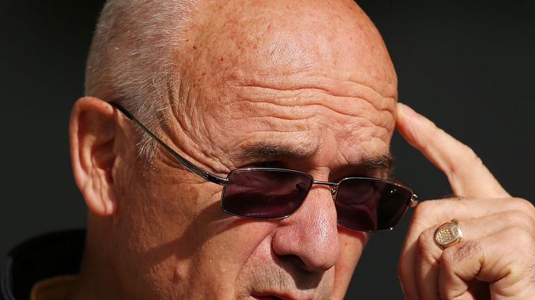 MELBOURNE, AUSTRALIA - NOVEMBER 04:  Trainer Alain de Royer-Dupre gestures during trackwork ahead of the Melbourne Cup at Werribee Racecourse on November 4