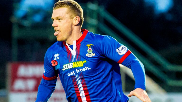Inverness ace Billy McKay celebrates scoring the third goal of the game