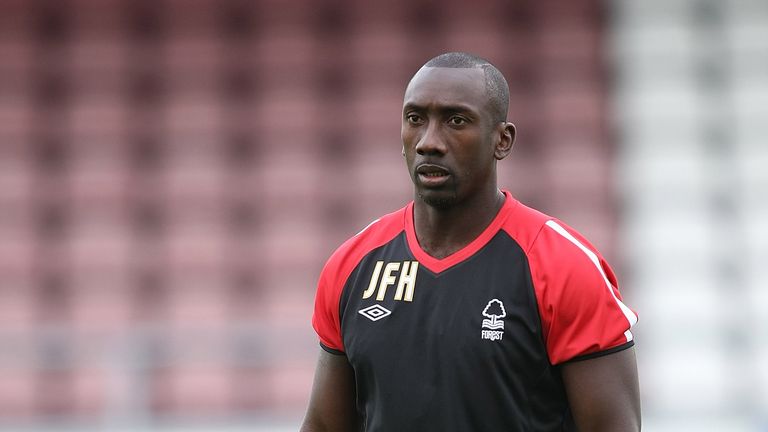 NORTHAMPTON, ENGLAND - JULY 20:  Nottingham Forest coach Jimmy Floyd Hasselbaink prior to the Pre-Season Friendly between Northampton Town and Forest